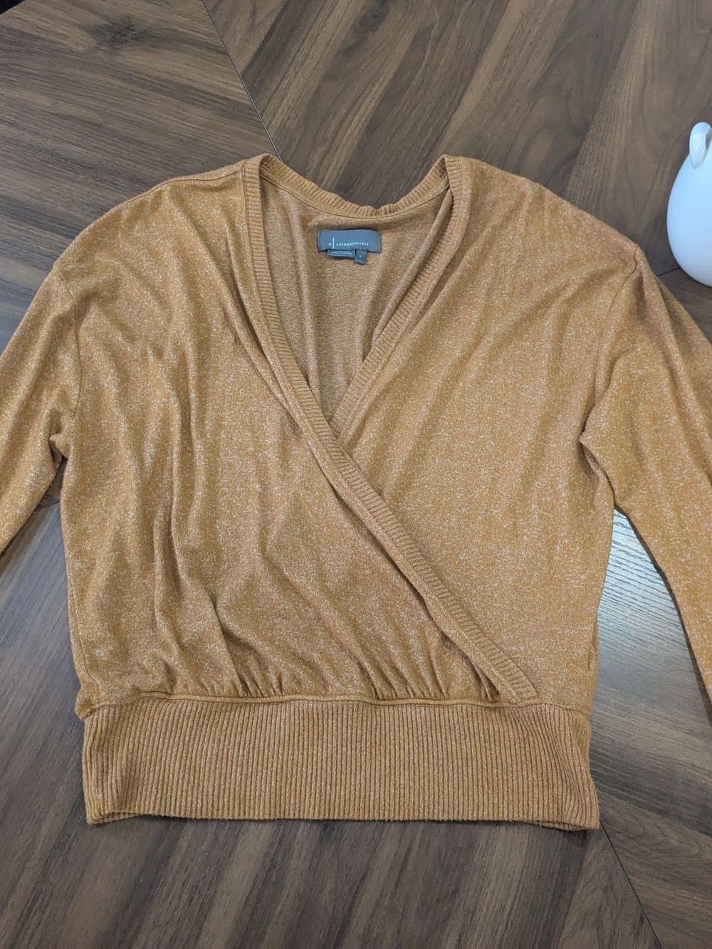 Lightweight Wrap Sweater in Camel with Subtle Lurex
